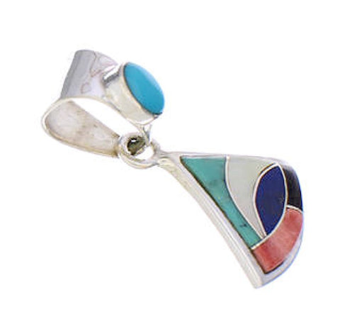 Multicolor And Genuine Sterling Silver Southwestern Pendant PX29624