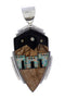 Multicolor Silver Native American Village Design Pendant PX29437
