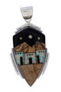 Multicolor Silver Native American Village Design Pendant PX29437