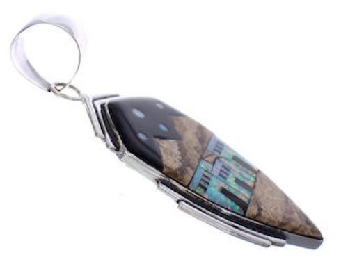 Silver Native American Village Design Multicolor Pendant PX29439