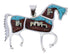 Multicolor Native American Village Design Horse Silver Pendant EX29769