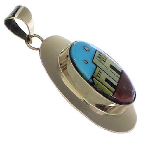 Native American Design 14 Karat Gold Multicolor Pendant PX29672