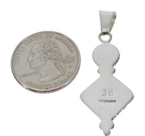 Southwest Sterling Silver Multicolor Inlay Slide Pendant TX28845