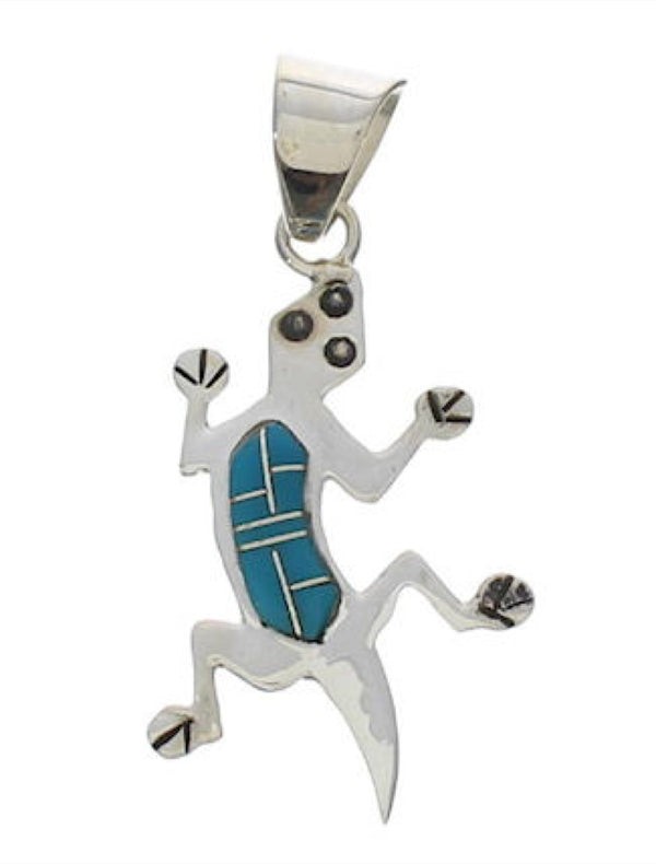 Silver Turquoise Lizard Slide Pendant TX28863