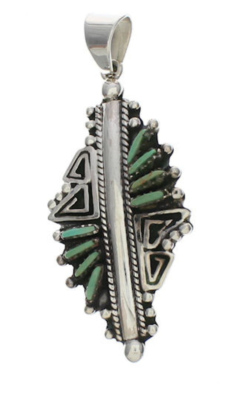 Turquoise Needlepoint Water Wave Sterling Silver Pendant EX29390