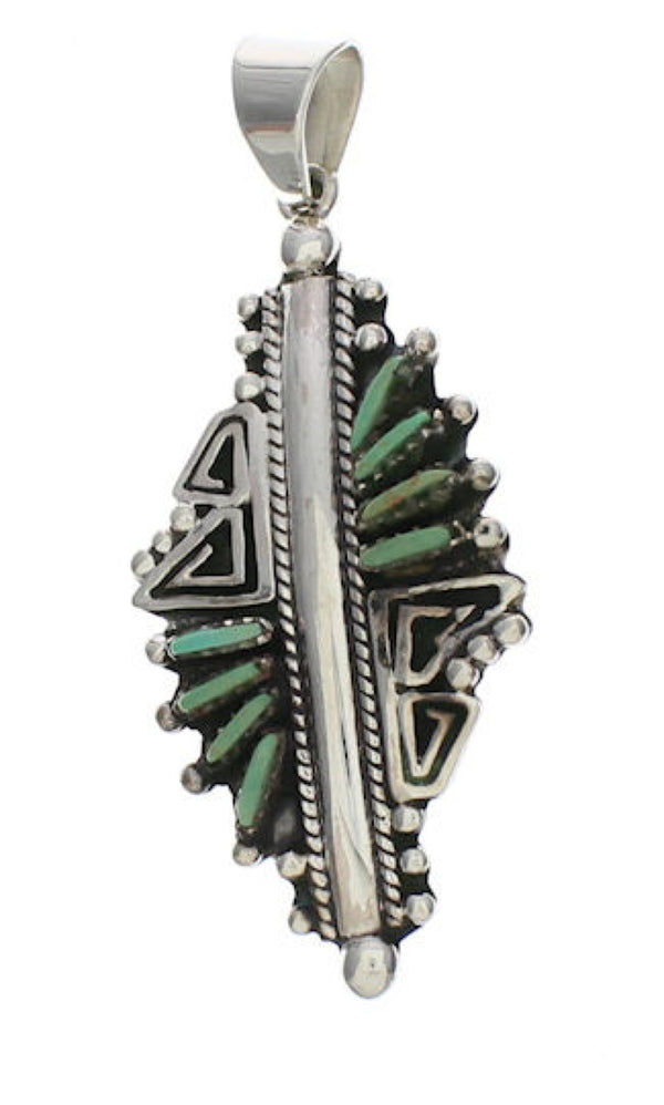 Turquoise Needlepoint Water Wave Sterling Silver Pendant EX29390