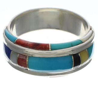 Multicolor And Sterling Silver Ring Size 8-1/4 EX41694