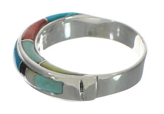 Southwestern Multicolor Silver Ring Size 5-1/4 EX41696