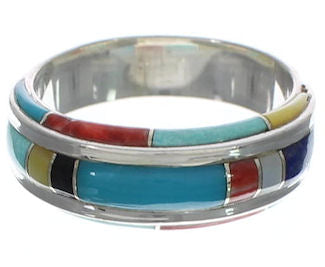 Southwest Silver And Multicolor Ring Size 4-3/4 EX41725