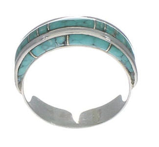 Sterling Silver Southwest Turquoise Inlay Ring Size 5-1/4 AX87658