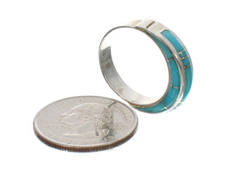 Southwestern Turquoise Inlay Ring Size 5-3/4 EX41845