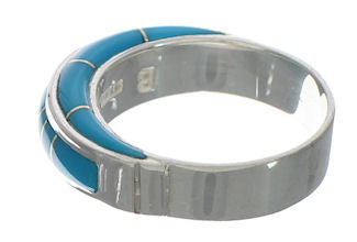 Sterling Silver Turquoise Inlay Ring Size 5-3/4 EX41876
