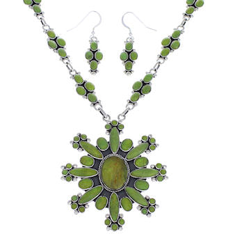 Turquoise Jewelry Southwest Link Necklace And Earrings Set EX32971