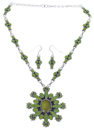 Turquoise Jewelry Southwest Link Necklace And Earrings Set EX32971