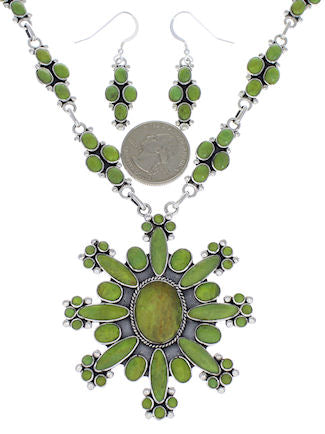 Turquoise Jewelry Southwest Link Necklace And Earrings Set EX32971