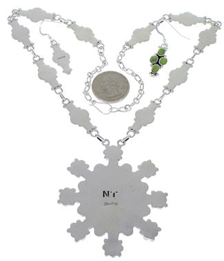 Turquoise Jewelry Southwest Link Necklace And Earrings Set EX32971