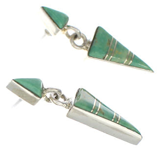 Genuine Sterling Silver Turquoise Post Dangle Earrings PX24562