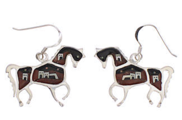 Native American Village Design Multicolor Horse Earrings PX24584
