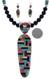 Genuine Sterling Silver And Multicolor Necklace And Earring Set PX35238