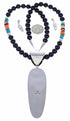 Genuine Sterling Silver And Multicolor Necklace And Earring Set PX35238