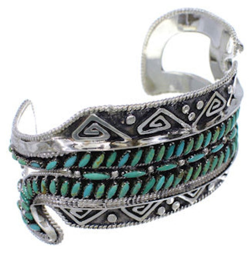 Turquoise Water Wave Sterling Silver Southwest Cuff Bracelet FX27912