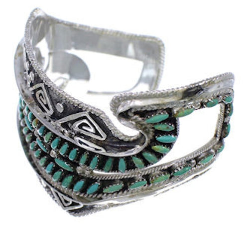 Turquoise Water Wave Sterling Silver Southwest Cuff Bracelet FX27912