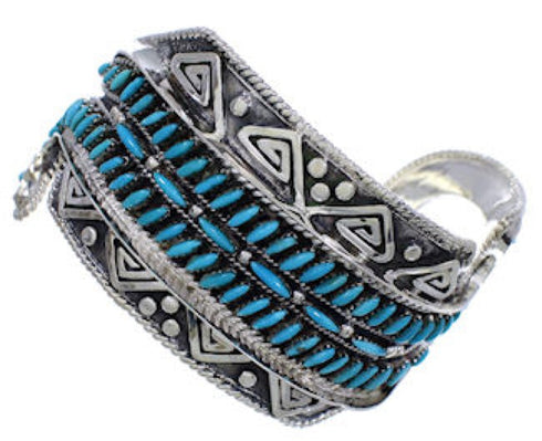 Sterling Silver Water Wave Turquoise Cuff Bracelet FX27967