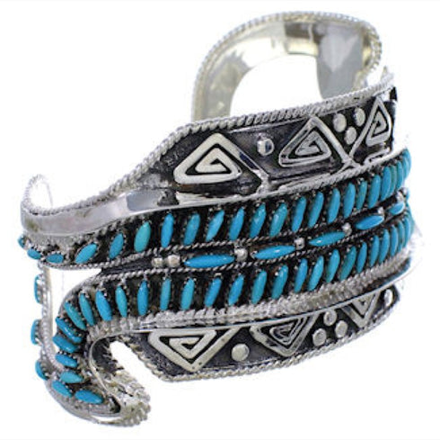 Sterling Silver Water Wave Turquoise Cuff Bracelet FX27967