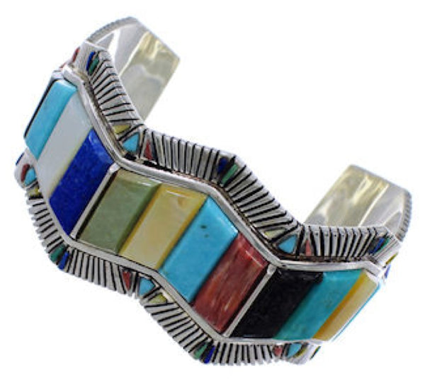 Southwest Multicolor Sterling Silver Cuff Bracelet FX27896