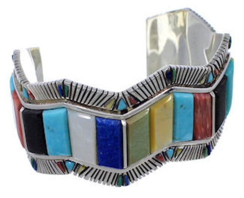 Southwest Multicolor Sterling Silver Cuff Bracelet FX27896