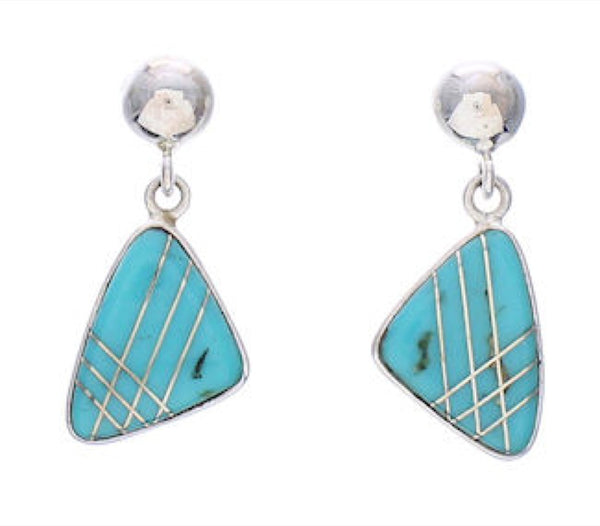 Southwestern Turquoise Silver Post Dangle Earrings PX32541
