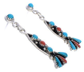 Coral And Turquoise Southwest Post Dangle Earrings PX32561