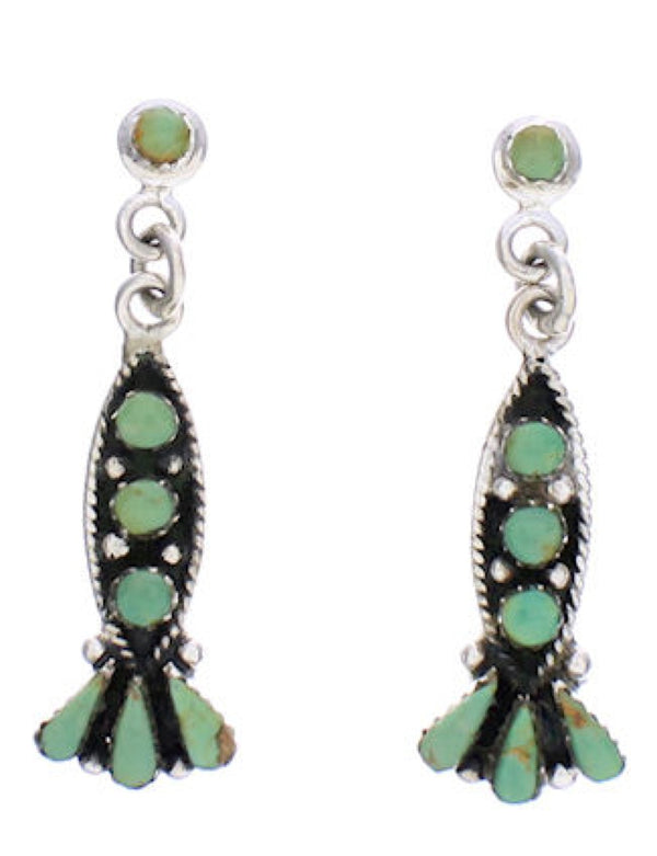 Turquoise Genuine Sterling Silver Post Dangle Earrings PX32571
