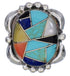 Genuine Sterling Silver And Multicolor Inlay Ring Size 5-1/2 UX33628