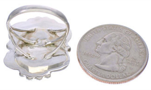 Genuine Sterling Silver And Multicolor Inlay Ring Size 5-1/2 UX33628