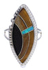 Multicolor Inlay And Sterling Silver Jewelry Ring Size 7-3/4 UX33897