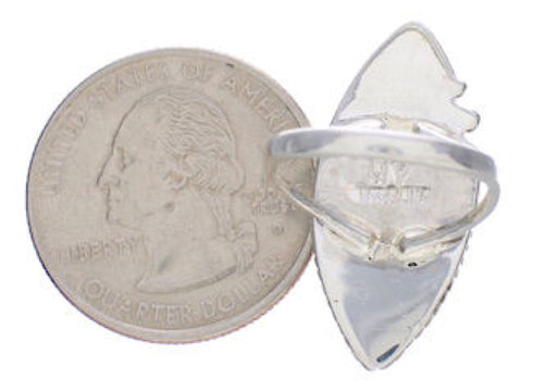 Genuine Sterling Silver And Turquoise Inlay Ring Size 6-1/2 UX33913