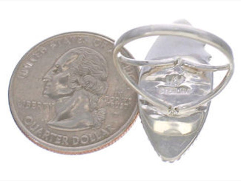 Turquoise Inlay And Sterling Silver Jewelry Ring Size 7-1/4 UX33927