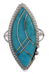 Authentic Sterling Silver Turquoise Inlay Ring Size 6-1/4 UX33973