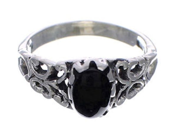 Genuine Sterling Silver And Jet Jewelry Ring Size 4-3/4 UX34027