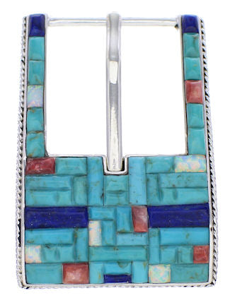 Sterling Silver And Multicolor Southwest Ranger Belt Buckle PX38028