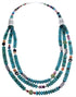 Navajo Indian Jewelry Silver Multicolor 3-Strand Necklace PX33721