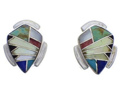 Multicolor Inlay And Sterling Silver Earrings EX31771
