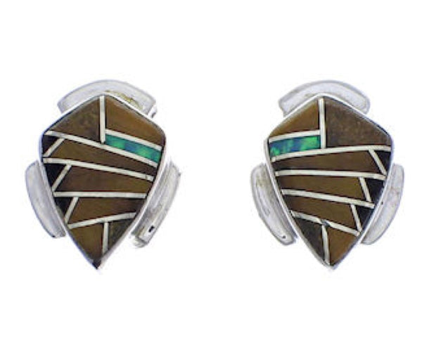 Southwest Multicolor Inlay And Silver Earrings EX31772