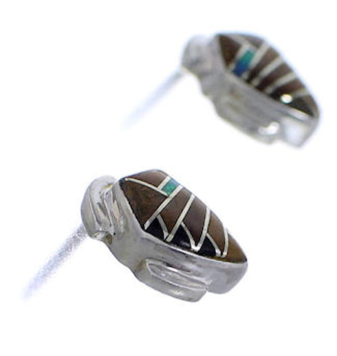 Southwest Multicolor Inlay And Silver Earrings EX31772
