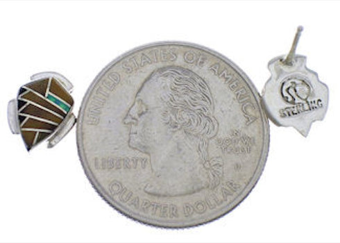 Southwest Multicolor Inlay And Silver Earrings EX31772