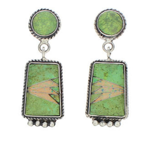 Turquoise And Opal Inlay Sterling Silver Earrings EX32503