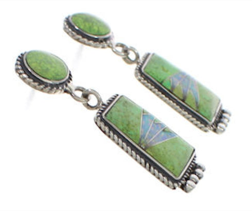 Turquoise And Opal Inlay Sterling Silver Earrings EX32503