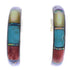 Silver Multicolor Inlay Southwest Post Hoop Earrings PX24867
