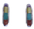 Multicolor Inlay Southwest Silver Post Hoop Earrings Jewelry PX24892
